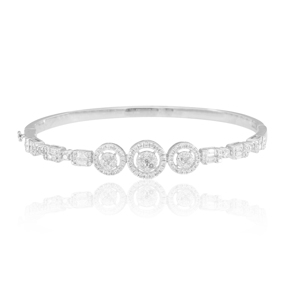 Buy Priyaasi Bold Design Silver Bracelet for Women (Plated) | American  Diamond Studded | Kada Bracelet for Girls | Interlock Closure | Comfortable  Fit | Size - 2.6 at Amazon.in