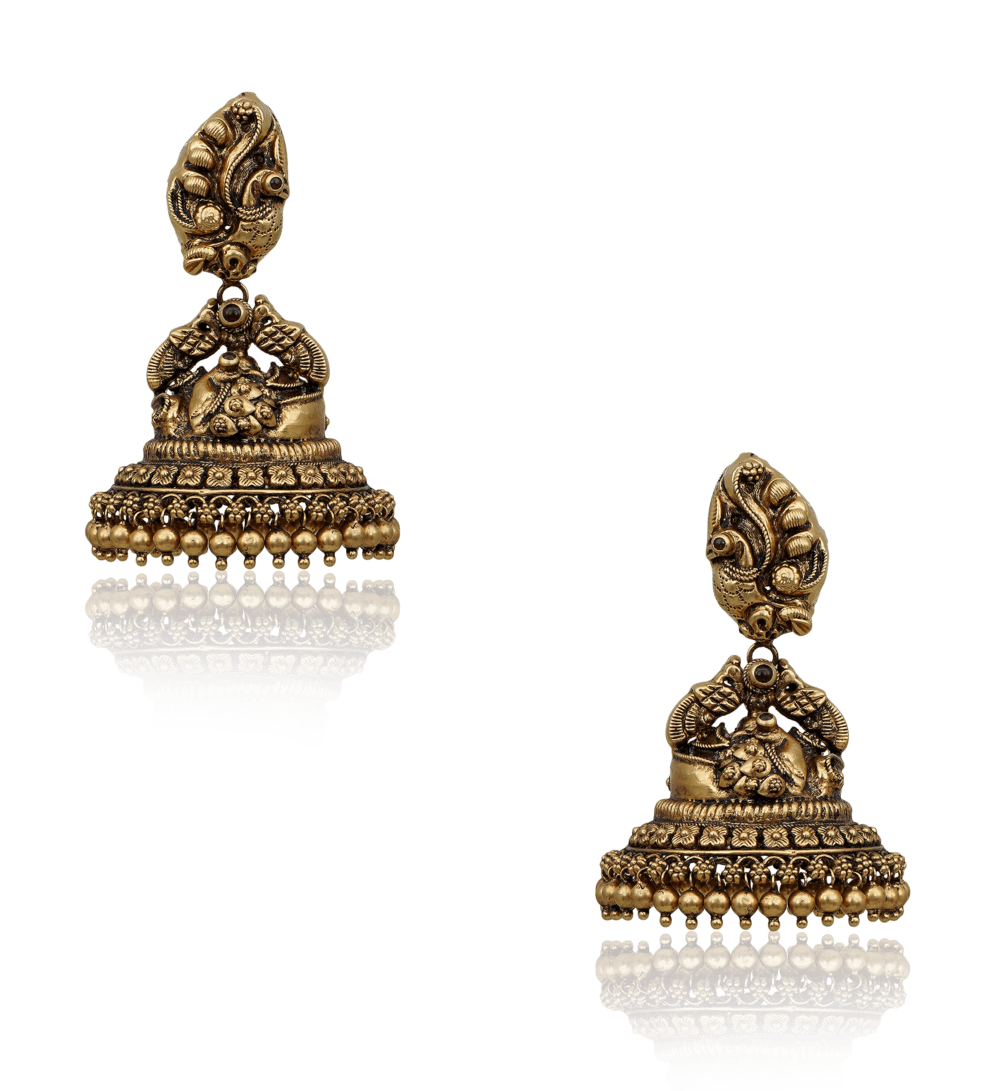 22K Yellow Gold Temple Necklace & Earring Set W/ Kundan & Rubies on Je –  Virani Jewelers