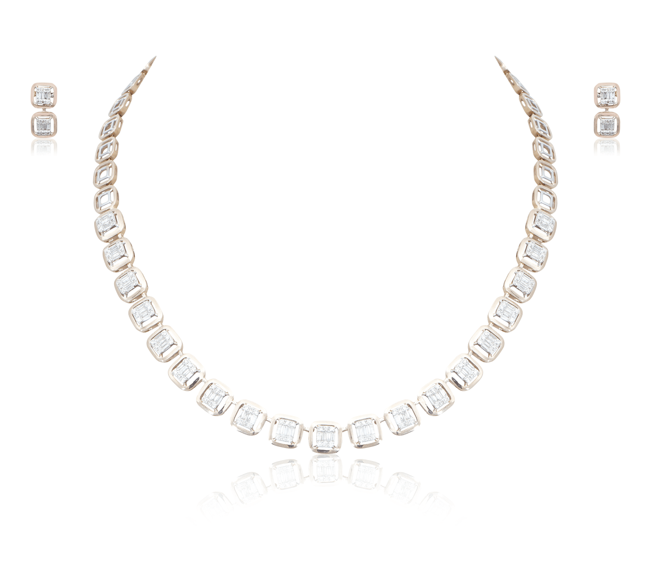 Linear Floret Two Row Diamond Necklace | Gold Necklace | CaratLane