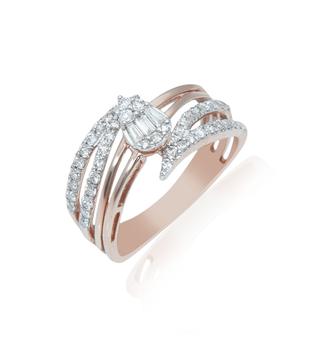 14k Rose Gold Diamond Ballerina Style Engagement Ring - Dianna Rae Jewelry